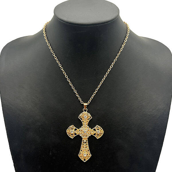 Fashion Cross Alloy Crystal Rhinestone Pendant Necklaces
