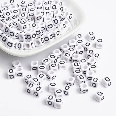 White Cube Letter Acrylic Beads