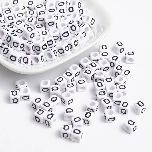 White Cube Letter Acrylic Beads