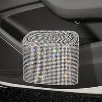 Rhinestone Decor Car Trash Can, Multifunctional Car Seat Back Storage Box, Waterproof Car Trash Can, Universal Car Interior A...