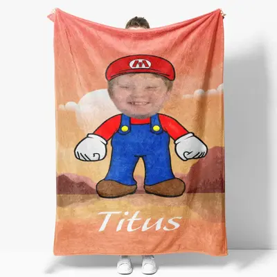 Personalized Mountain Sun Summer Boy Face Blanket - Lofaris