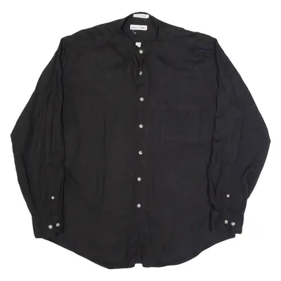 PIERRE CARDIN Womens Oversized Shirt Black Button Neck Long Sleeve M
