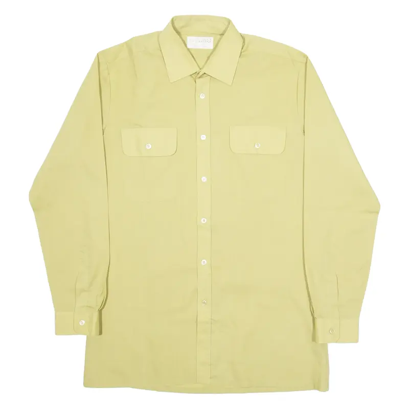 Mens Plain Shirt Green Long Sleeve M