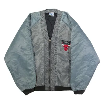 SPALDING Chicago Bulls Mens Bomber Jacket Grey Nylon 90s USA XL