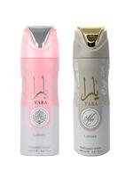 (2pc Bundle Pack) Yara + Yara Moi Perfumed Body Spray Deodorant by Lattafa 200ml Bottle Body Care Floral Peach Caramel