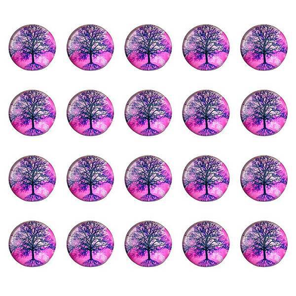 Half Round/Dome Tree Pattern Glass Flatback Cabochons for DIY Projects