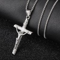 Hermah Jesus Christ Crucifix Cross Pendant Necklace Silver 16\
