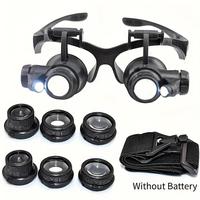 Head Mount Magnifying Glass with LED Light, 1 Set Jewelers Loupe Magnifier with 6 Interchangeable Lens, Desk Organisers & Acc...