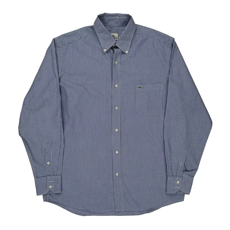 Lacoste Striped Shirt - Large Blue Cotton