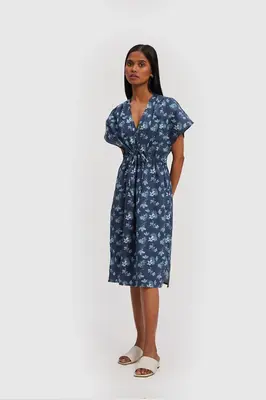 Midnight Gathered Dress | Color: Midnight Florals | Size: 2XL