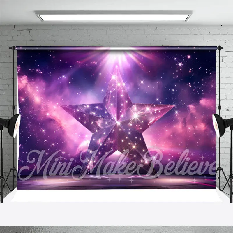 Purple Galaxy Glitter Star Stage Photoshoot Backdrop - Aperturee