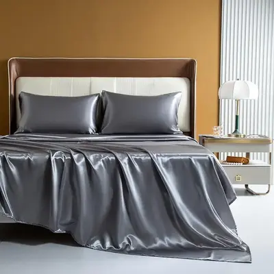 3pcs/set Solid Color Bedding Set, Including Fitted Sheet, Flat Sheet & Pillowcase Without Filler, Soft Bedding Set for Home B...