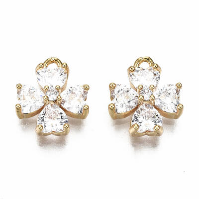 Brass Micro Pave Clear Cubic Zirconia Charms
