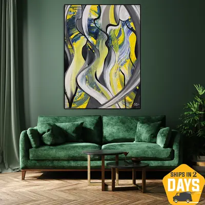 Abstract Colorful Womens Acrylic Painting Original Female Artwork Wall Hanging Decor for Bedroom | HENS PARTY 40"x30&quo...