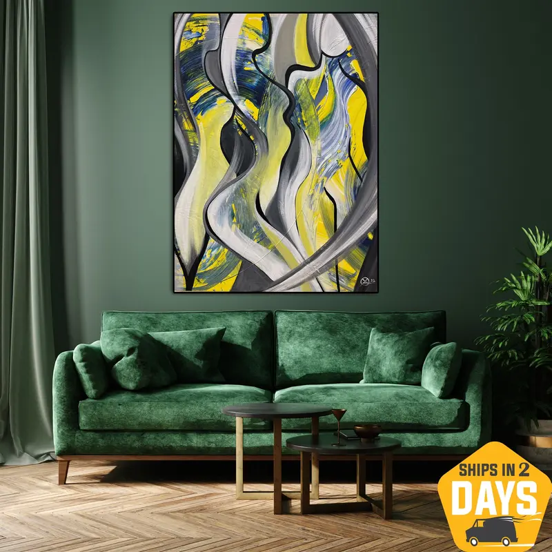 Abstract Colorful Womens Acrylic Painting Original Female Artwork Wall Hanging Decor for Bedroom | HENS PARTY 40"x30&quo...