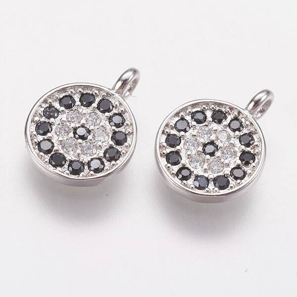Brass Micro Pave Cubic Zirconia Charms