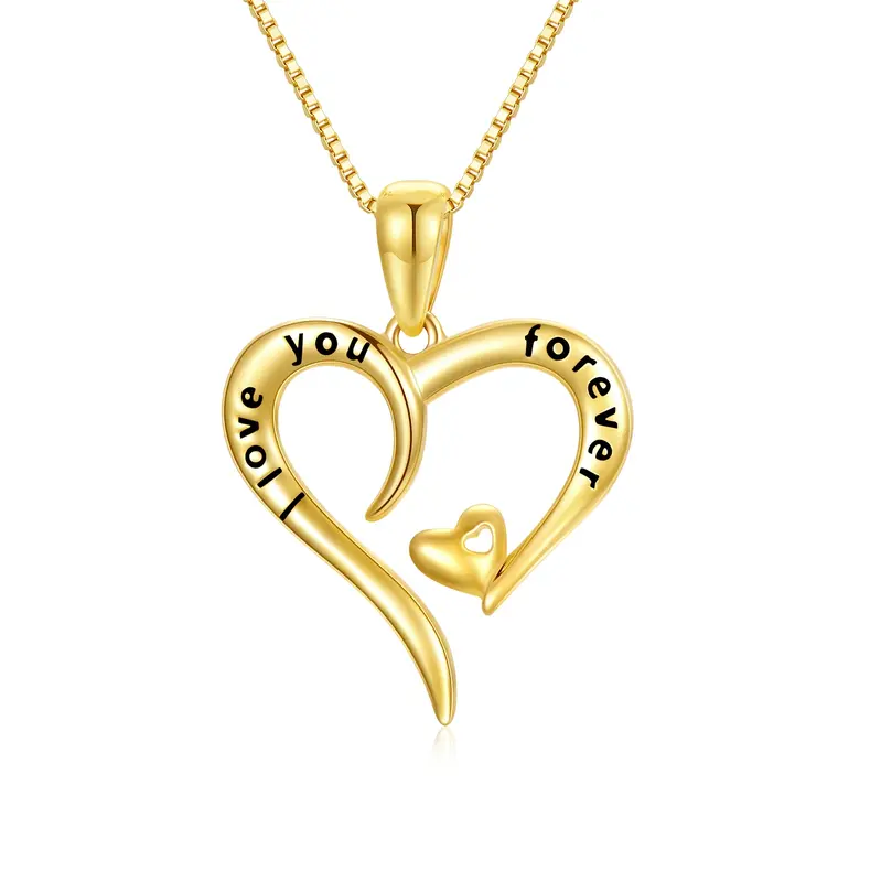 14K Gold Heart Pendant Necklace For Women