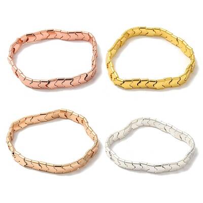 Synthetic Non-magnetic Hematite Wave Shaped Beaded Stretch Bracelets for Women