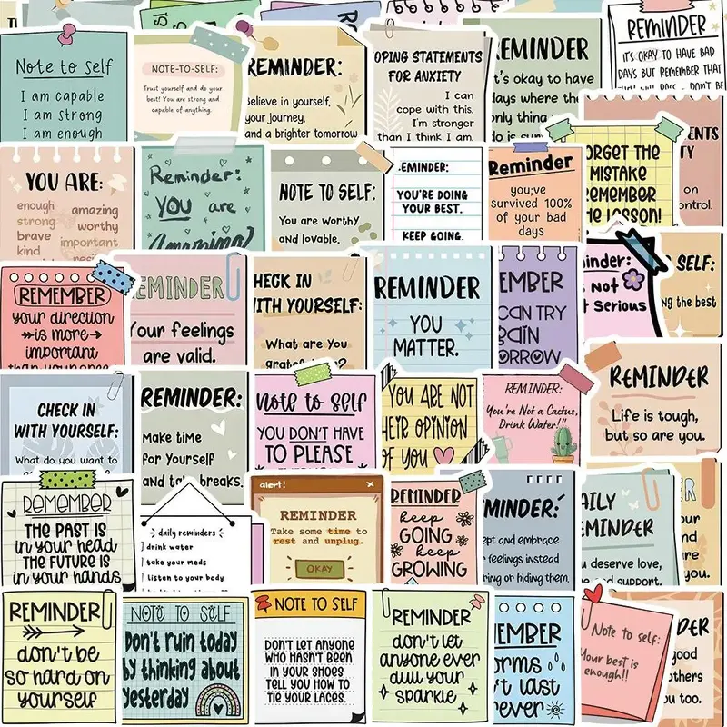 Portable Reminder Sticker, Mental Health Graffiti Stickers, Self-adhesive DIY Decorative Sticker for Car Luggage Laptop Skate...