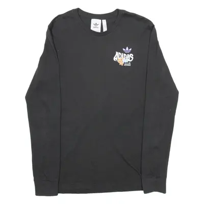 ADIDAS Mens T-Shirt Black Long Sleeve XS