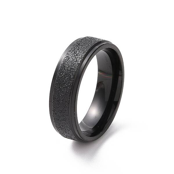 Textured 201 Stainless Steel Flat Finger Ring for Women