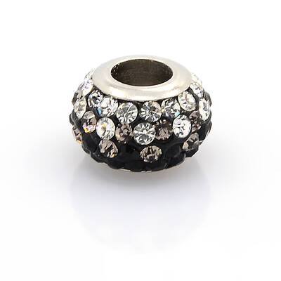 304 Stainless Steel Polymer Clay Rhinestone European Beads