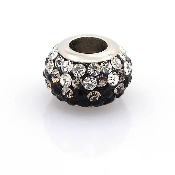 304 Stainless Steel Polymer Clay Rhinestone European Beads
