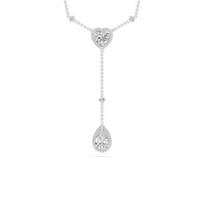Cascading Hearts Lab Grown Lariat Diamond Necklace | 14K White Gold 2 1/3 ct.tw.