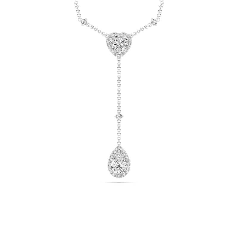 Cascading Hearts Lab Grown Lariat Diamond Necklace | 14K White Gold 2 1/3 ct.tw.