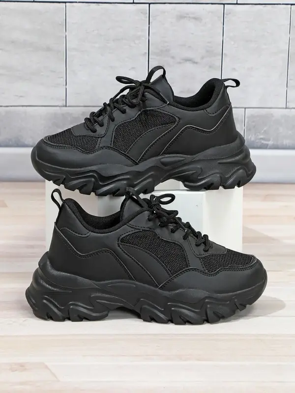 Fashionable Plain Lace-up Front Low Top Pu Leather Walking Running Comfy Designer Sneakers, New Trend All-match Designer Snea...