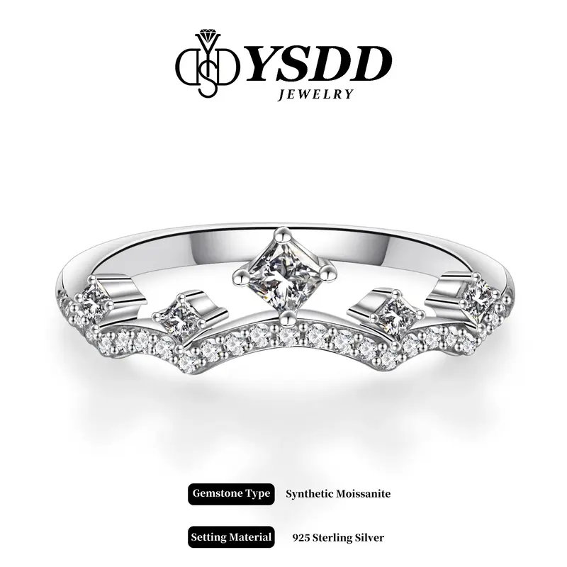 【#276 Princess】Princess Cut Synthetic Moissanite Wedding Ring Enhancer in 925 Sterling Silver