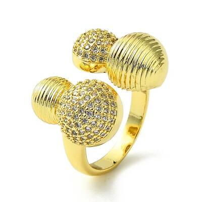 Brass Micro Pave Cubic Zirconia Open Cuff Rings