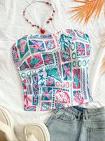 Women's All Over Print Crop Tube Top, Casual Sleeveless Cropped Top for Daily Wear, Ladies Clothes for All Seasons