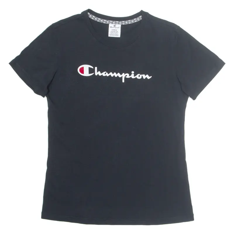 CHAMPION Womens T-Shirt Black L