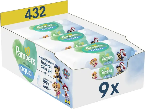 Pampers Harmonie Aqua Paw Patrol 432-piece baby wipes
