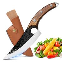 2-Piece Outdoor Handmade Kitchen Knife, Stainless Steel Kitchen Boning Knife Fishing Knife Serbian Cleaver Chef Butcher Kitch...