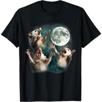 Three Possum Moon | 3 Opossum Funny Weird Cursed Meme T-Shirt