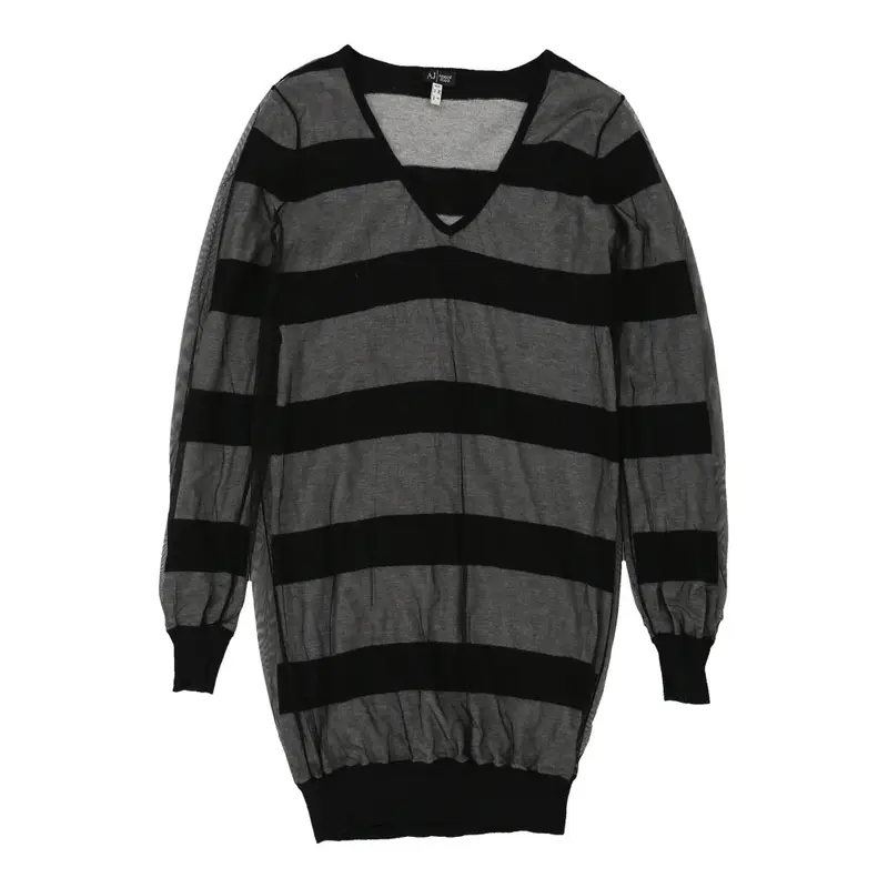 Armani Jeans Striped Jumper Dress - Small Grey Virgin Wool | Size: small