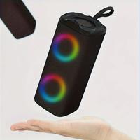 Black Wireless Bluetooth Speaker with LED Surround Light- Dual High Power Rechargeable Speakers- FM radio, USB playback suppo...