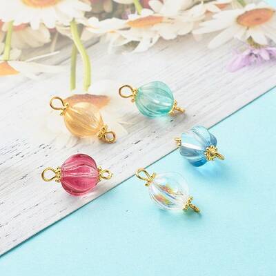 Pumpkin Glass Connector Charms