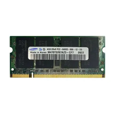 Samsung M470T5267AZ3-CF7 | 4GB DDR2-800MHz PC2-6400 Non-ECC Unbuffered SODIMM CL6 2Rx8 1.8V 200-Pin Memory Module