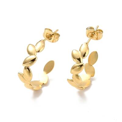 Ion Plating(IP) 304 Stainless Steel Leaf Wrap Stud Earring