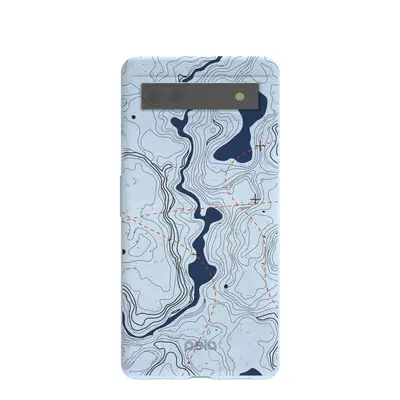 Powder Blue Contour Lines Google Pixel 6a Case
