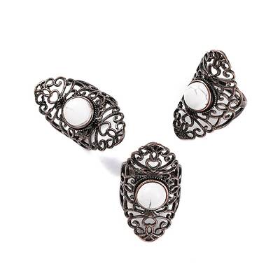 Natural Howlite Retro Finger Rings