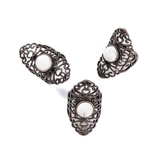 Natural Howlite Retro Finger Rings