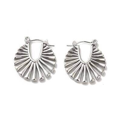 Non-Tarnish 304 Stainless Steel Hollow Out Flat Round Hoop Earrings for Women