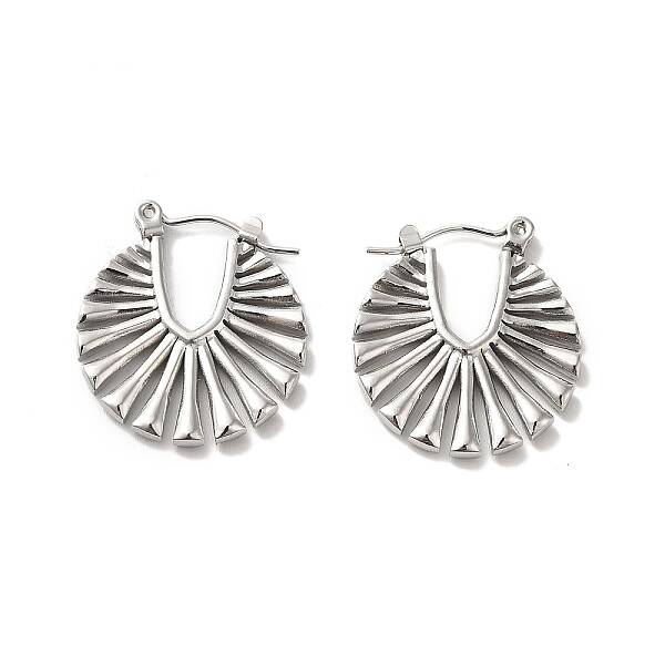 Non-Tarnish 304 Stainless Steel Hollow Out Flat Round Hoop Earrings for Women