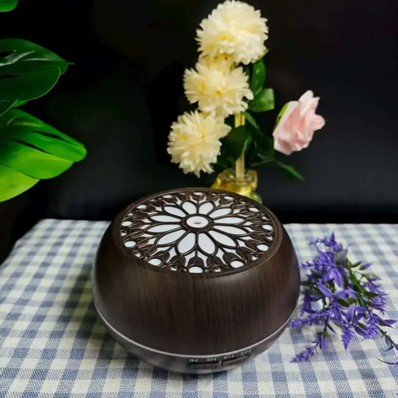 Aroma Essential Oil Diffuser | Ultrasonic Cool Mist Humidifier with Remote & Timer | Dark Wood Grain Design, Silent Operation...