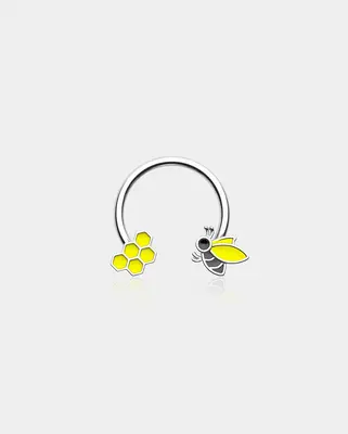 Bee & Honeycomb Horseshoe Septum Ring