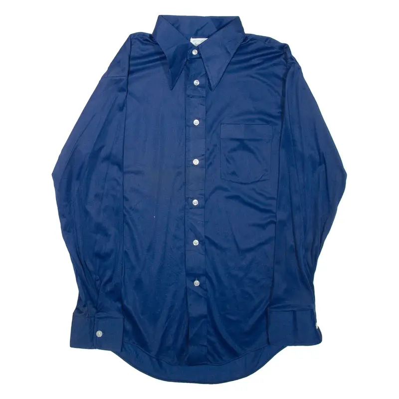 Mens Plain Shirt Blue Long Sleeve L